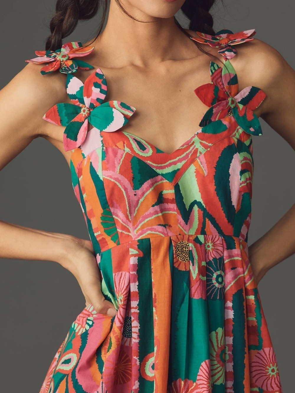 FARM Rio x Anthropologie Pleated Palm Midi Dress - Picture 2 of 9